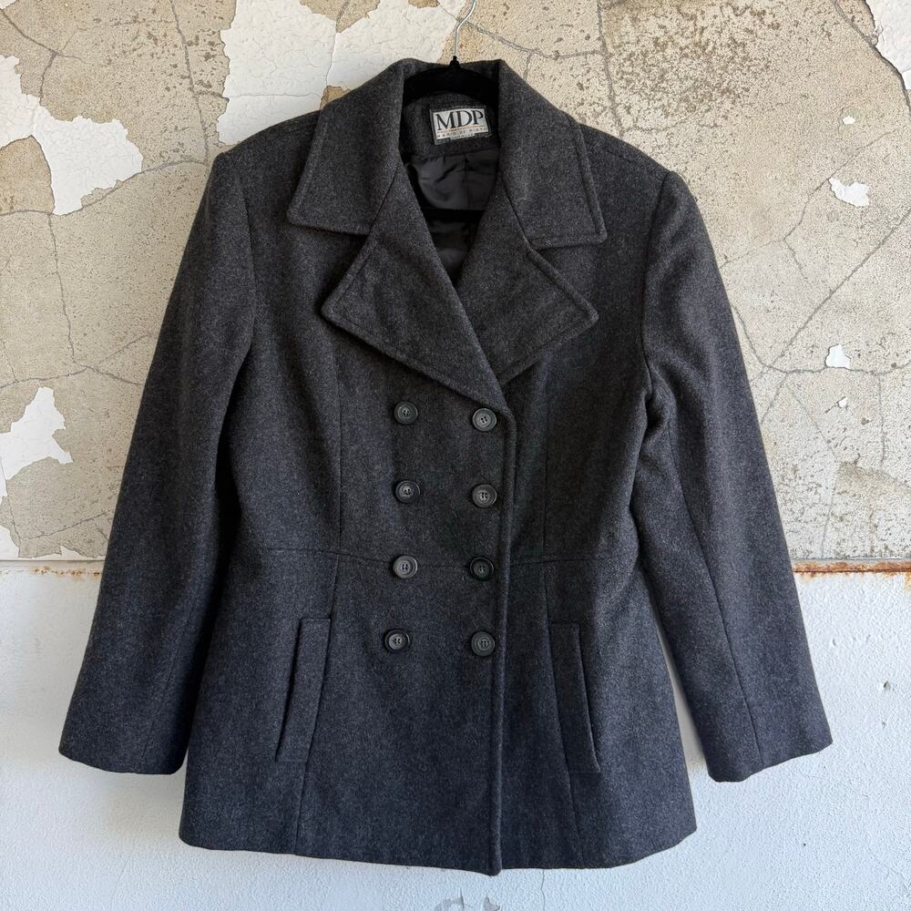 Vintage Peacoat Double Breasted Gray Wool Jacket MDP Mario De Pinto Made in USA‎